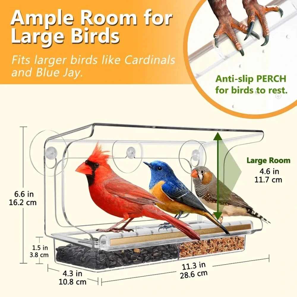 Lujii Window Bird Feeder, Clear, New